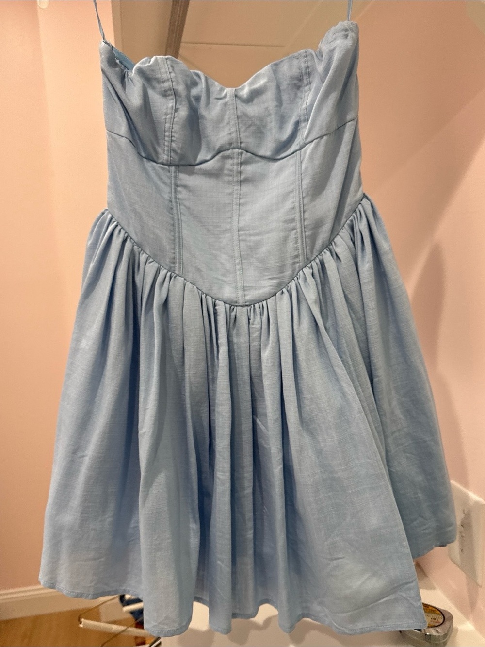 Altar'd State Light Blue Strapless Mini Dress